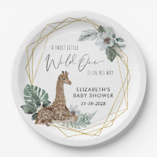 Assiettes En Carton Baby shower d'aquarelle Boho Giraffe