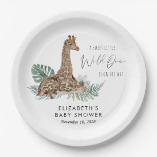 Assiettes En Carton Baby shower d'aquarelle Boho Giraffe