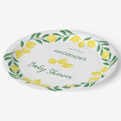 Assiettes En Carton Baby shower d'aquarelle citron personnalisé (Angle)