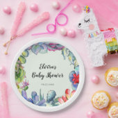 Assiettes En Carton Baby shower d'aquarelle de cactus succulent (Fête)