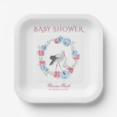 Assiettes En Carton Baby shower d'aquarelle de couleur rose d'hiver (Recto)