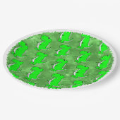 Assiettes En Carton Baby shower d'aquarelle Dino vert (Angle)