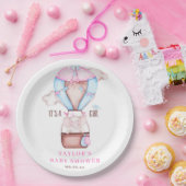 Assiettes En Carton Baby shower d'aquarelle éléphant à air chaud (Fête)