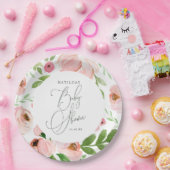 Assiettes En Carton Baby shower d'aquarelle florale (Fête)