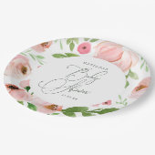 Assiettes En Carton Baby shower d'aquarelle florale (Angle)