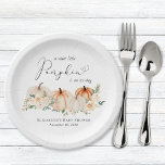 Assiettes En Carton Baby shower d'aquarelle florale petit Citrouille<br><div class="desc">Élégantes plaques en papier neutre genre pour votre baby shower qui présentent "un petit citrouille doux est en route" dans une typographie simple et un script chic avec un battement de coeur et des aquarelles de citrouilles orange et crème et bouquets floraux. Précisez le sexe du bébé si vous le...</div>