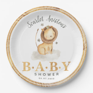 Assiettes En Carton Baby shower d'aquarelle Lion King Safari