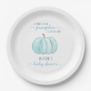 Assiettes En Carton Baby shower d'aquarelle minimaliste petit Citrouil
