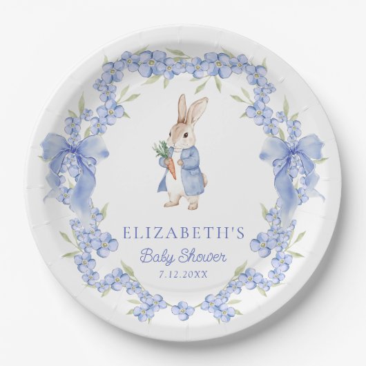 Assiettes En Carton Baby shower d'aquarelle Peter Rabbit (Devant)