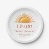 Assiettes En Carton Baby shower d'aquarelle rétro Sunshine jaune (Devant)