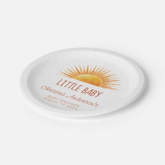 Assiettes En Carton Baby shower d'aquarelle rétro Sunshine jaune (Angle)