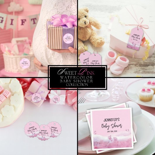 Assiettes En Carton Baby shower d'aquarelle rose Abstrait