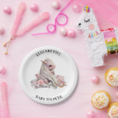 Assiettes En Carton Baby shower d'aquarelle rose dragon (Fête)