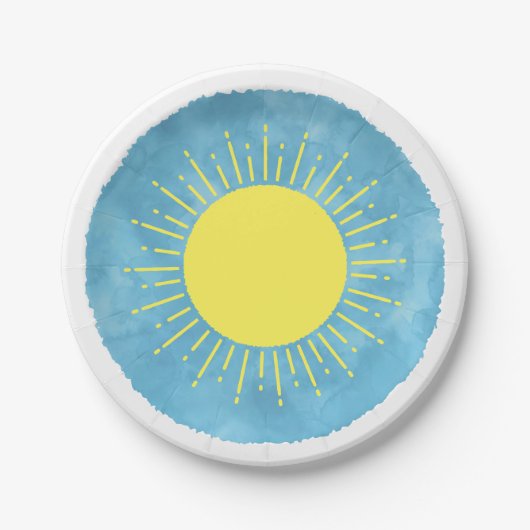 Assiettes En Carton Baby shower d'aquarelle Sunshine Arrière - plan pe (Devant)