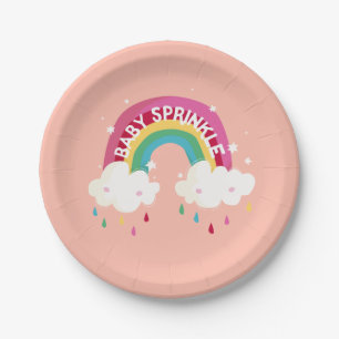Assiettes En Carton Baby shower d'arrosage arc-en-ciel mou