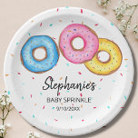 Assiettes En Carton Baby shower d'arrosage pour bébé Donut<br><div class="desc">Ces mignonnes plaques en papier d'arrosage pour bébés sont décorées de beignets d'aquarelle en rose, bleu et jaune. Parfait pour une célébration de bébé sans distinction de genre. Facile à personnaliser. Parce que nous créons notre oeuvre, vous ne trouverez pas cette image exacte d'autres designers. Aquarelle originale © Michele Davies....</div>