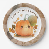 Assiettes En Carton Baby shower d'automne Citrouille doux (Devant)
