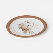 Assiettes En Carton Baby shower d'automne citrouille et fleur Boho (Angle)