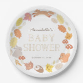 Assiettes En Carton Baby shower d'automne des animaux des bois (Devant)