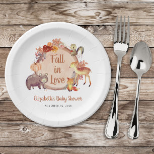 Assiettes En Carton Baby shower d'automne des animaux rustiques en boi