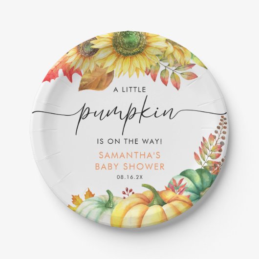 Assiettes En Carton Baby shower d'automne neutre pour le petit Citroui (Devant)