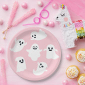 Assiettes En Carton Baby shower d'automne Pink Cute Ghost Halloween (Fête)