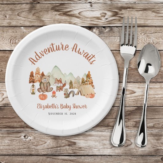 Assiettes En Carton Baby shower d'aventure d'automne pour les animaux