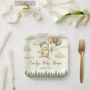 Assiettes En Carton Baby shower d'aventures aux ours flottants