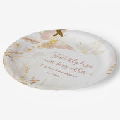 Assiettes En Carton Baby shower de baisers de papillon en feuille d'or (Angle)