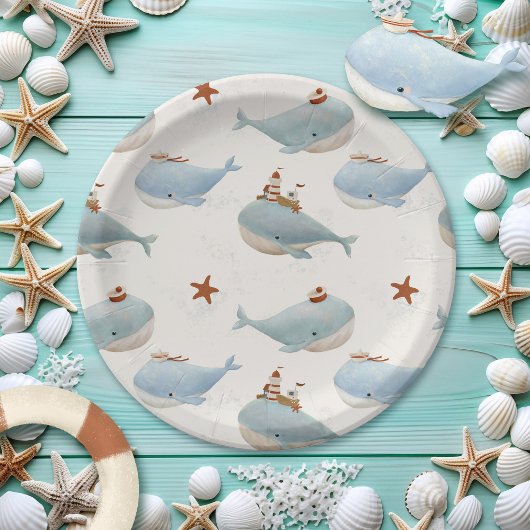 Assiettes En Carton Baby shower de baleines adorable
