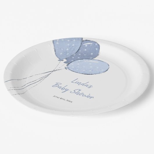 Assiettes En Carton Baby shower de ballons pour garçons (Angle)
