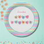 Assiettes En Carton Baby shower de bonbons cardiaques<br><div class="desc">Illustration des coeurs de bonbons mignons,  une collection de baby showers amoureux</div>