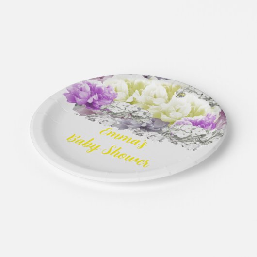 Assiettes En Carton Baby shower de bouquet floral souple mixte (Angle)