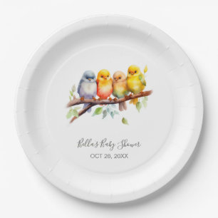 Assiettes En Carton Baby shower de branches d'arbres aux oiseaux migno