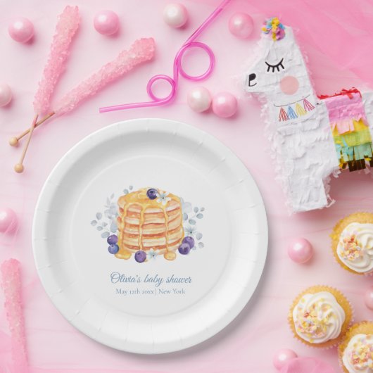 Assiettes En Carton Baby shower de brunch au bleuet bleu floral (Fête)