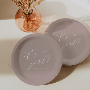 Assiettes En Carton Baby shower de calligraphie "C'est une fille" du r