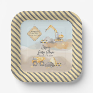 Assiettes En Carton Baby shower de camion de construction