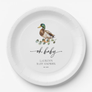Assiettes En Carton Baby shower de canard Mallard Neutre Sexe Oh Baby