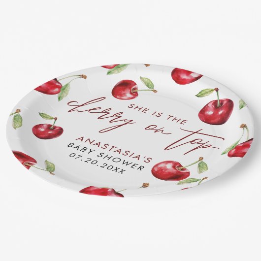 Assiettes En Carton Baby shower de cerise douce (Angle)