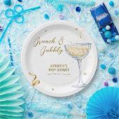 Assiettes En Carton Baby shower de champagne Bubbly Gold Elegant Brunc (Fête)