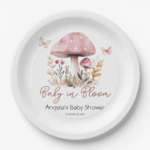 Baby shower de champignons de bois rose