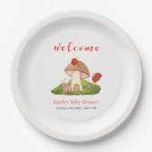 Assiettes En Carton Baby shower de champignons Woodland Ladybug Bienve (Devant)