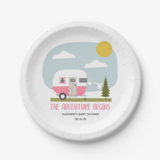 Assiettes En Carton Baby shower de championne Adventure Pink Retro (Devant)