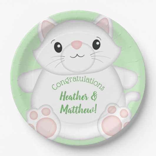 Assiettes En Carton Baby shower de chat Kitty (Devant)