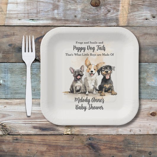 Assiettes En Carton Baby shower de chien chiot Tails