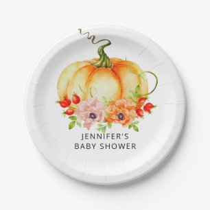 Assiettes En Carton Baby shower de chute citrouille aquarelle
