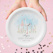 Assiettes En Carton Baby shower de cigognes d'aquarelle mignonne