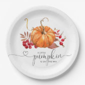 Assiettes En Carton Baby shower de citrouille à automne rustique orang (Devant)