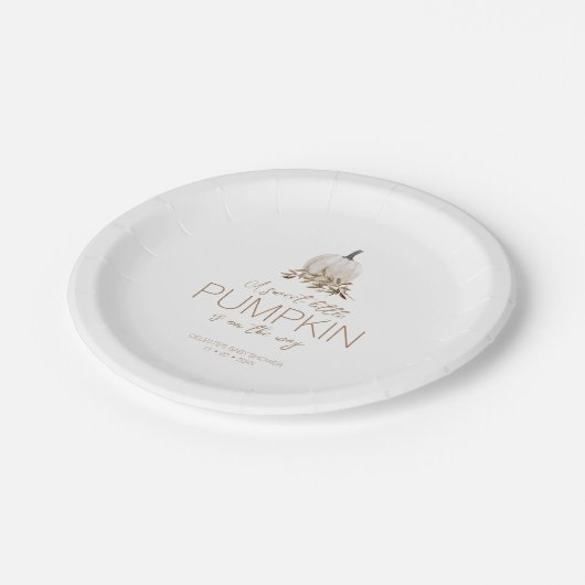 Assiettes En Carton Baby shower de Citrouille de Boho Rustique blanc (Angle)