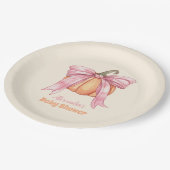 Assiettes En Carton Baby shower de Citrouille Retro Pink Bow (Angle)